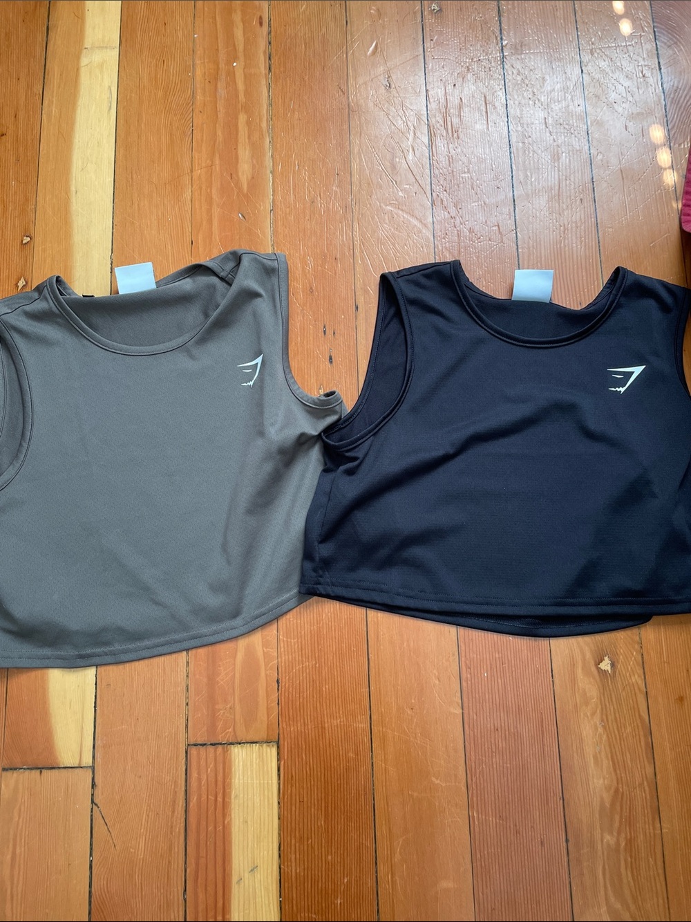 Gymshark Sleeveless Cropped Tanks - Black and Olive